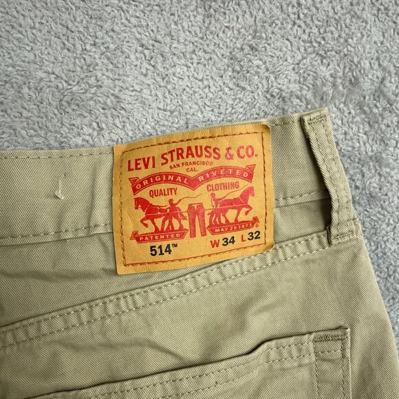 NWOT Levis 514  Men's W34 L32 Straight Fit Jeans 98% Cotton Blend Beige - Picture 4 of 7